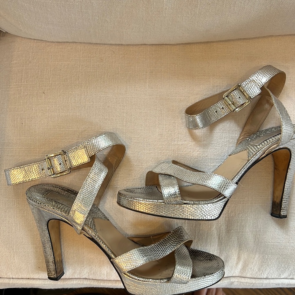 Michael Kors silver metallic heels